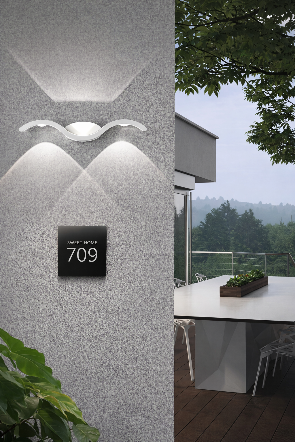 Aplique LED Exterior Up Down Diseño Ondas – Luz de Pared