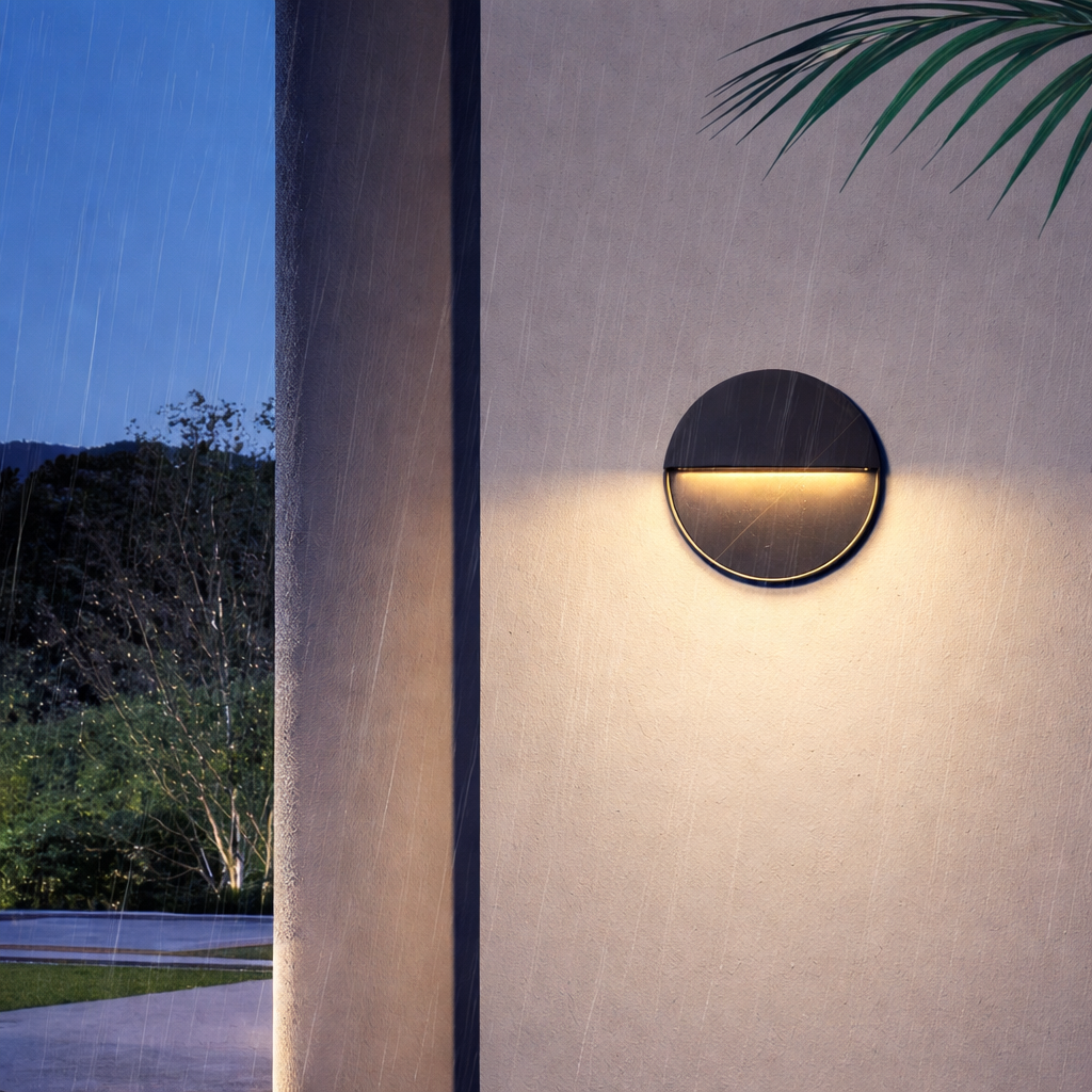 Aplique LED Exterior Negro Redondo para Jardín y Fachada