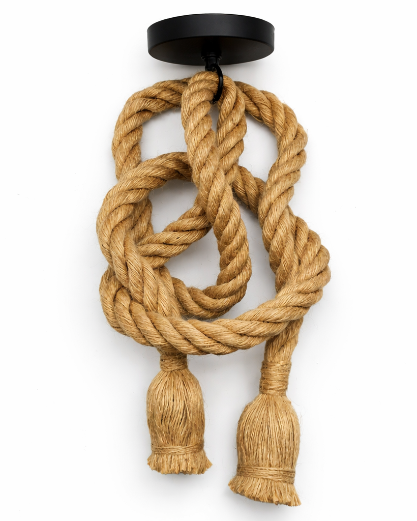 Lámpara Industrial de Cuerda de Cáñamo Estilo Loft