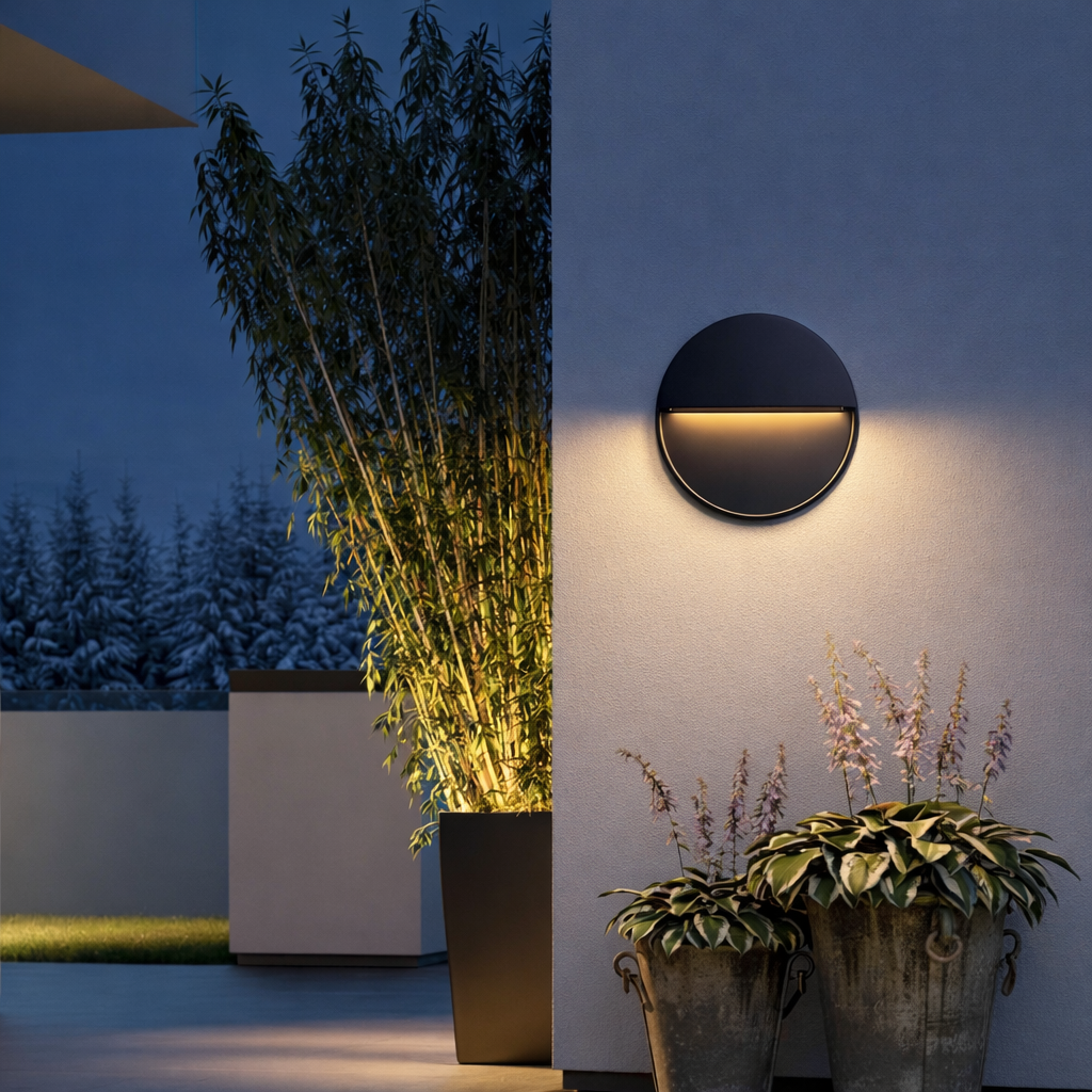 Aplique LED Exterior Negro Redondo para Jardín y Fachada