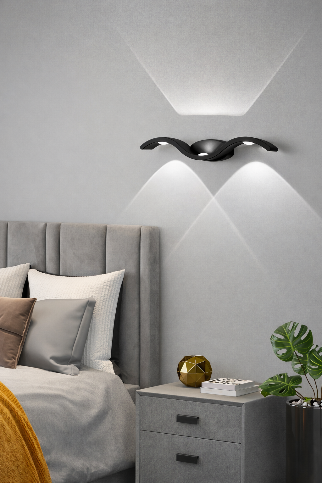 Aplique LED Exterior Up Down Diseño Ondas – Luz de Pared