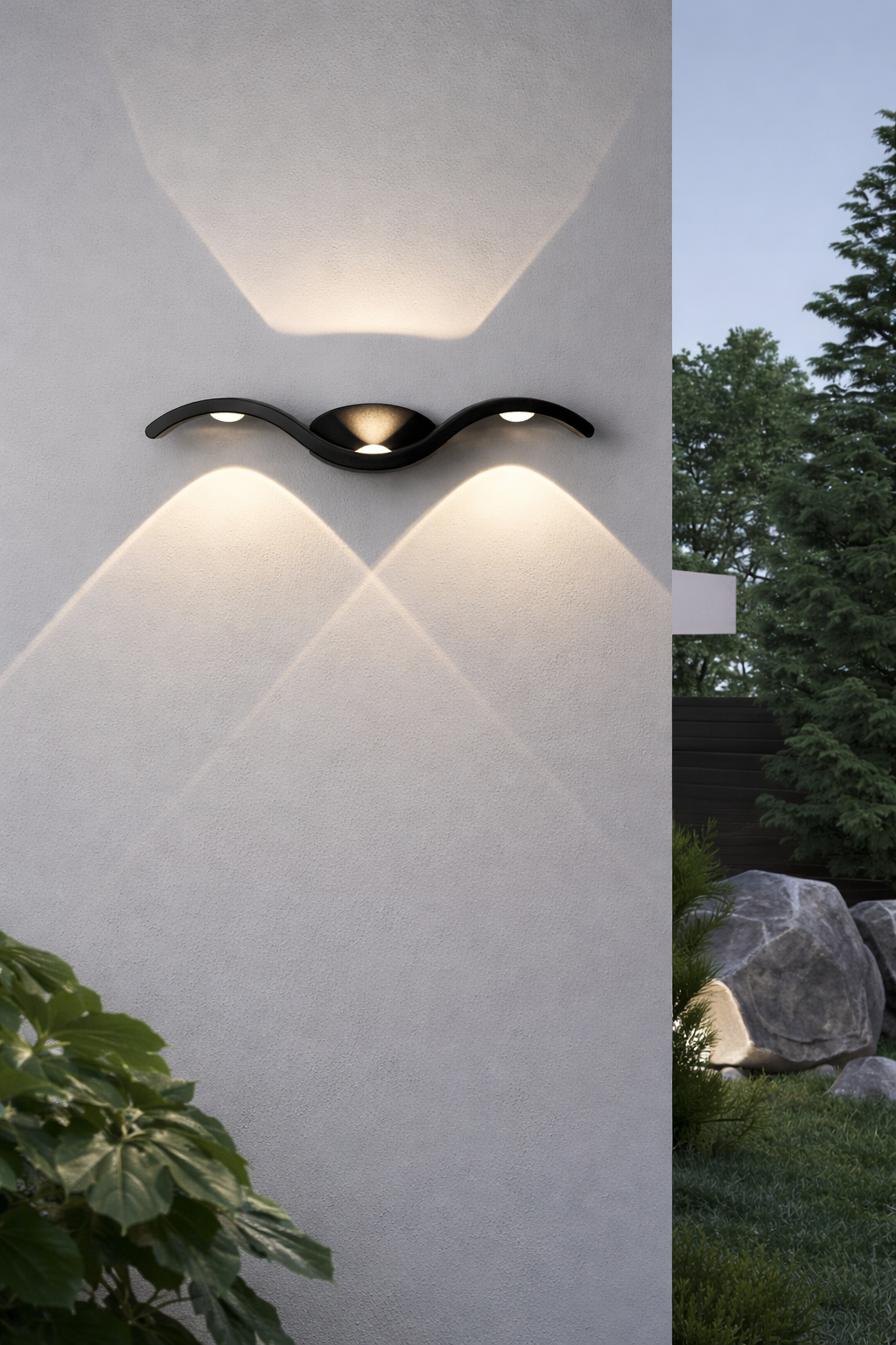 Aplique LED Exterior Up Down Diseño Ondas – Luz de Pared