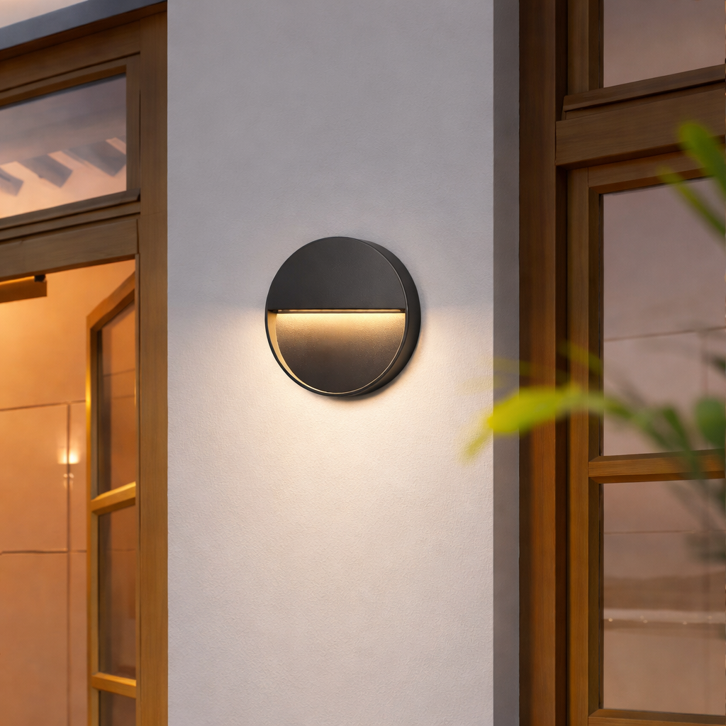 Aplique LED Exterior Negro Redondo para Jardín y Fachada