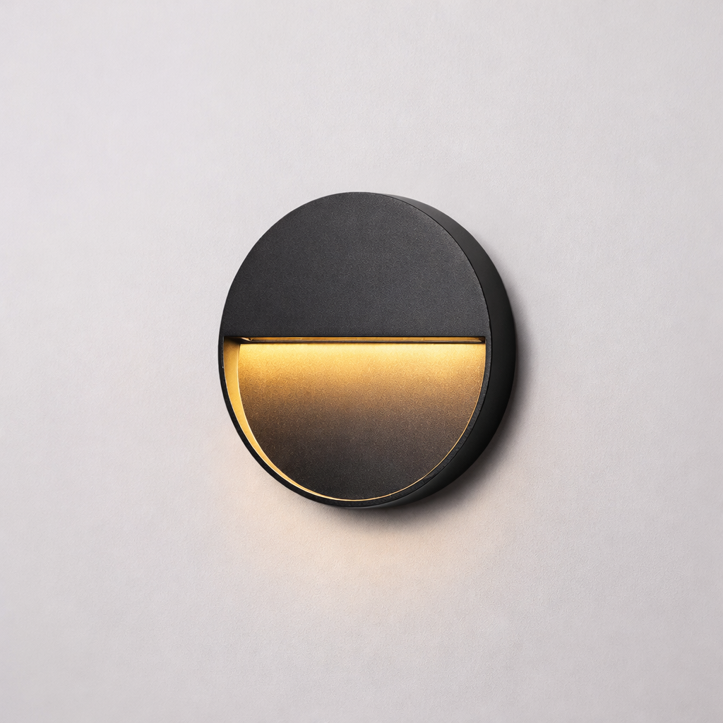 Aplique LED Exterior Negro Redondo para Jardín y Fachada