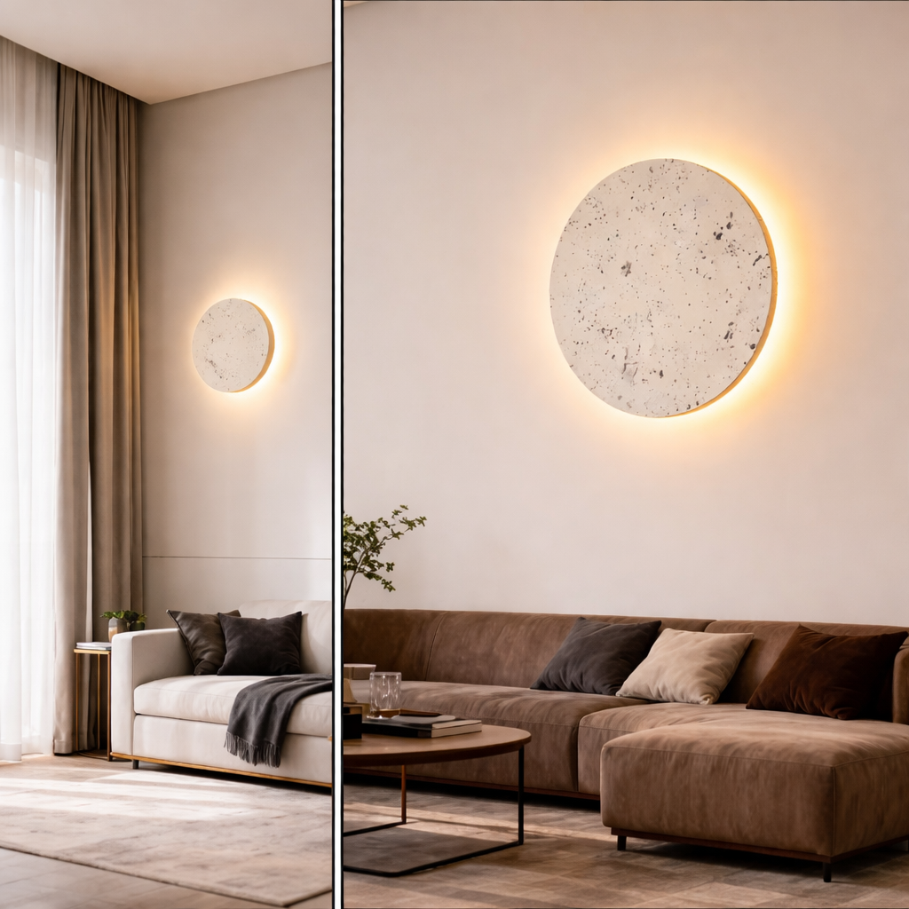 Aplique Redondo de Piedra Natural para Dormitorio