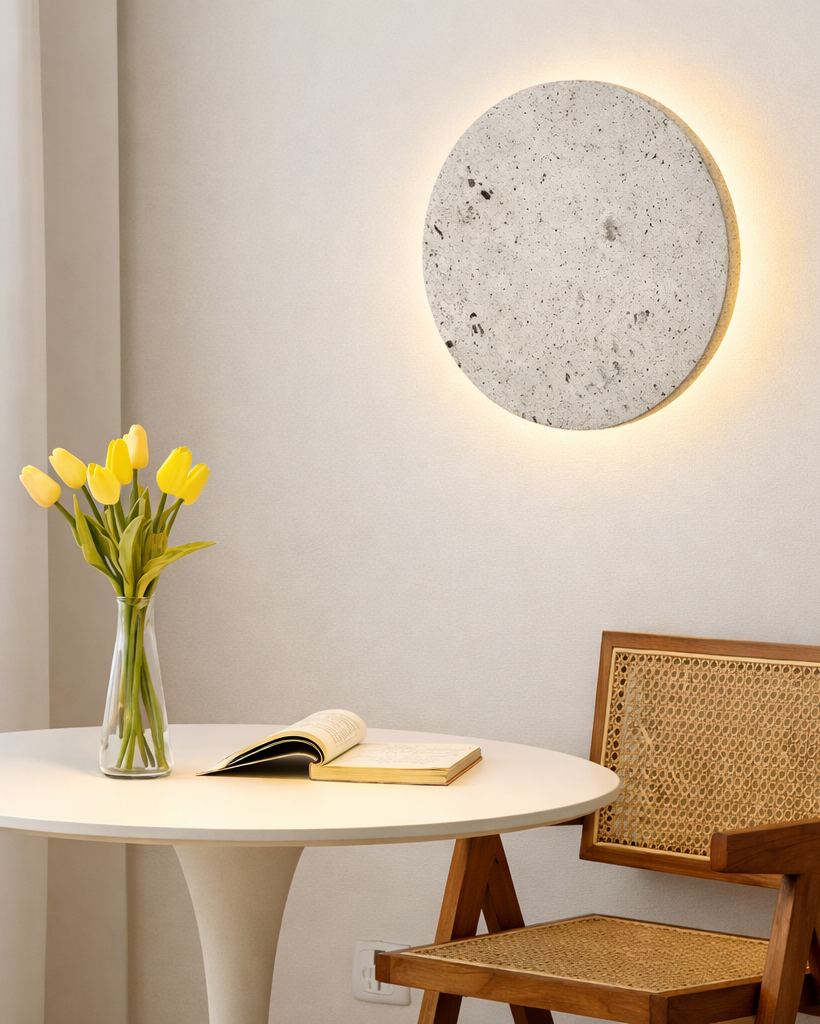 Aplique Redondo de Piedra Natural para Dormitorio