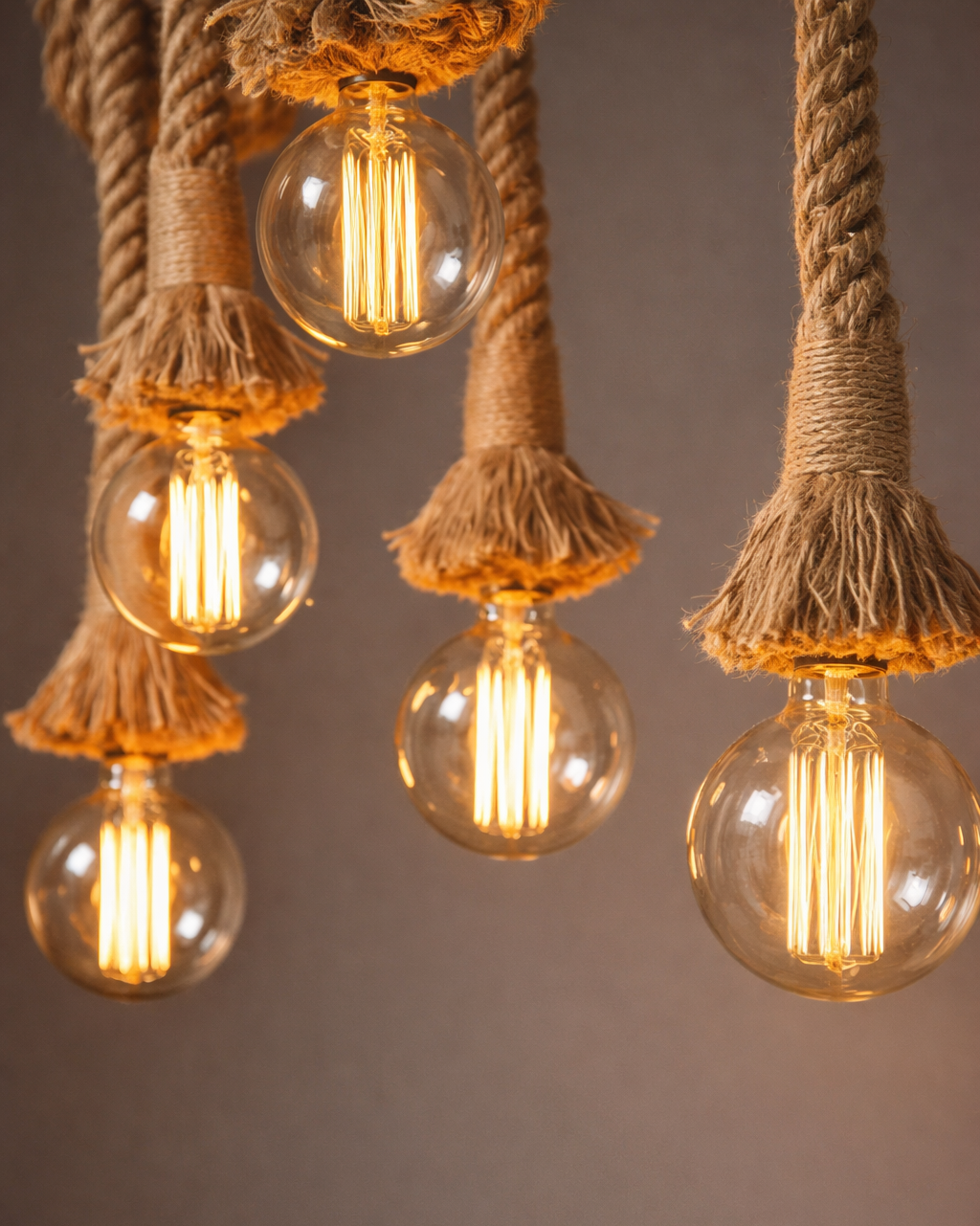 Lámpara Industrial de Cuerda de Cáñamo Estilo Loft