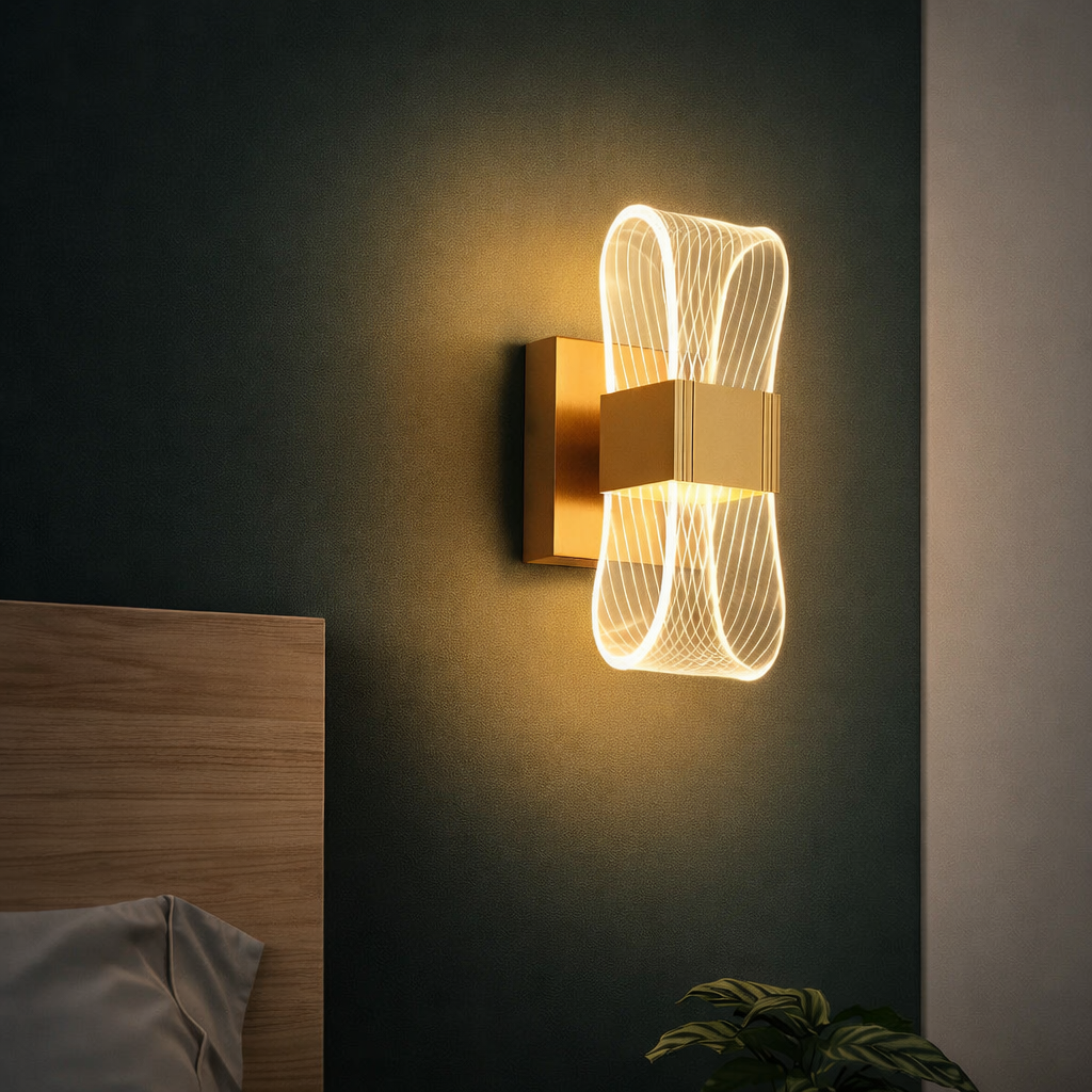 Aplique LED Dorado Moderno de Lujo para Dormitorio y Salón