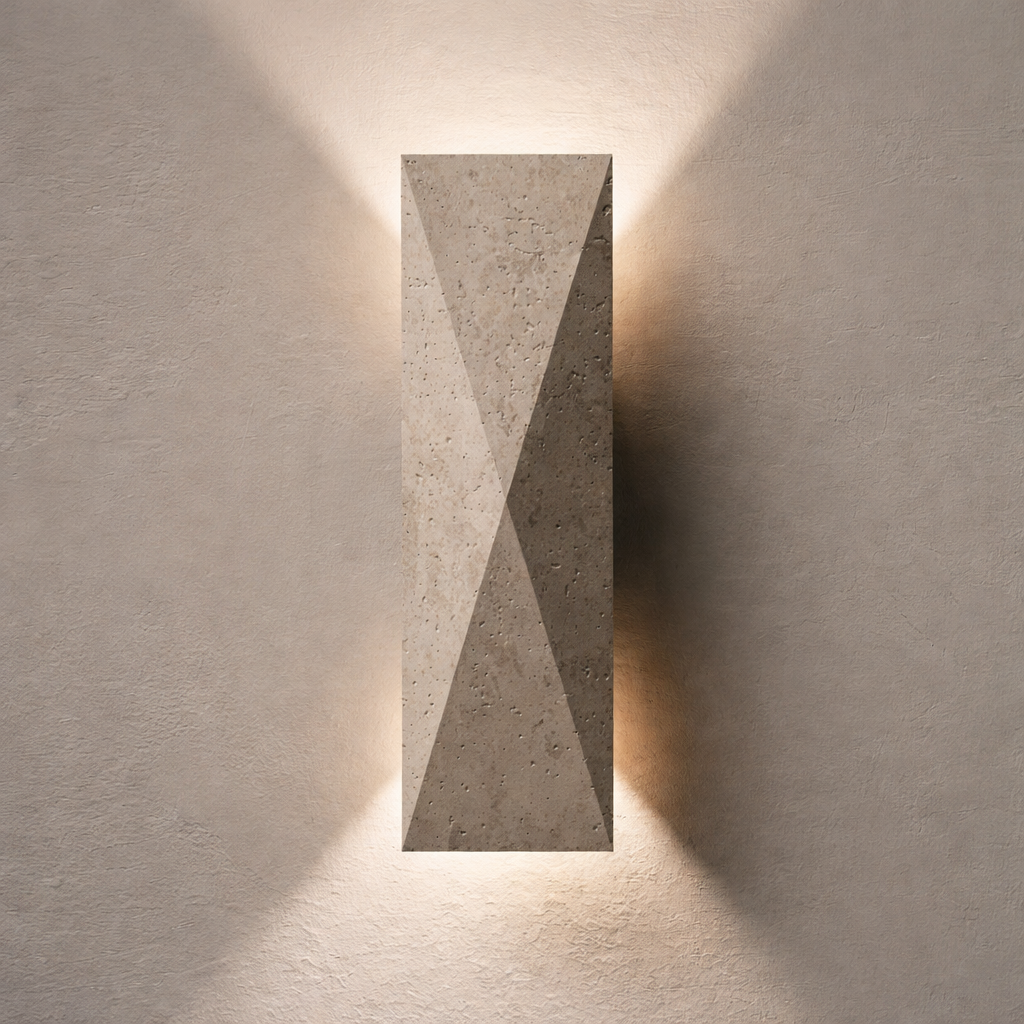 Aplique de Pared Travertino Natural – Lámpara Japandi Wabi-Sabi