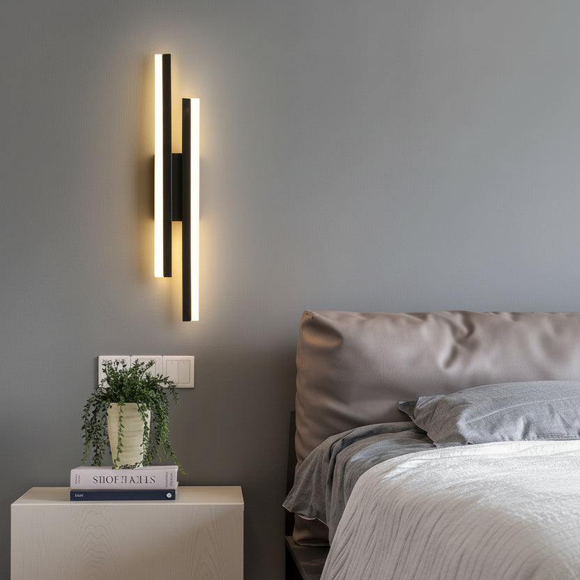 Aplique LED Vertical Moderno Dorado para Dormitorio