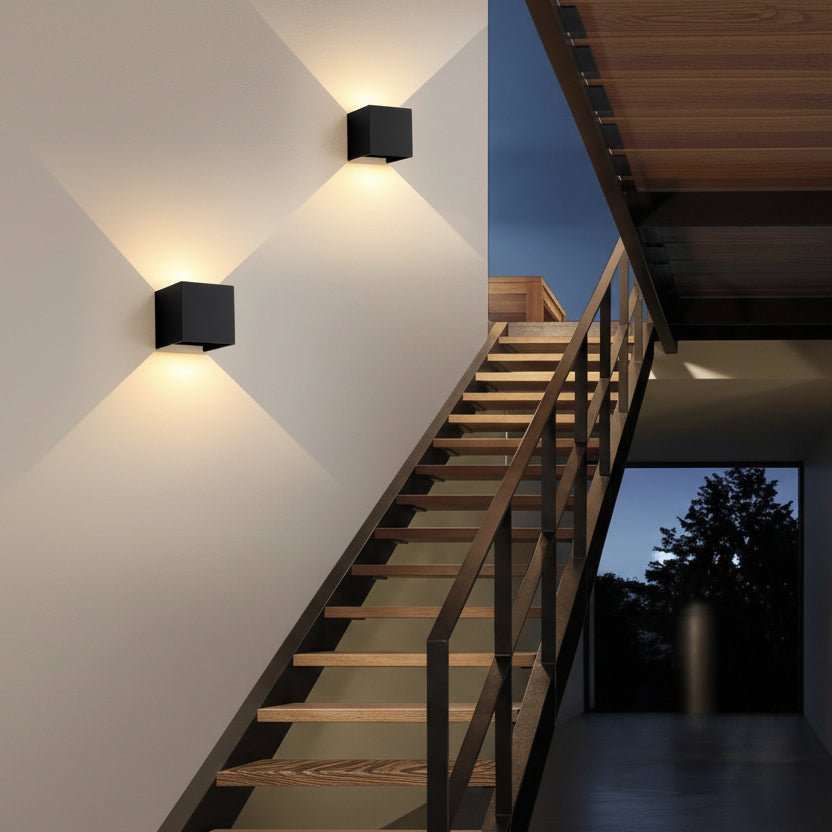 Aplique LED Exterior Moderno Cubo para Fachada