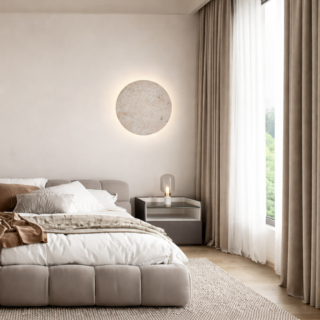 Aplique Redondo de Piedra Natural para Dormitorio