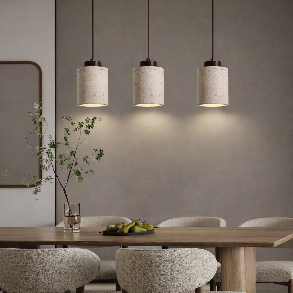 Lámpara Colgante de Travertino Natural Estilo Japandi