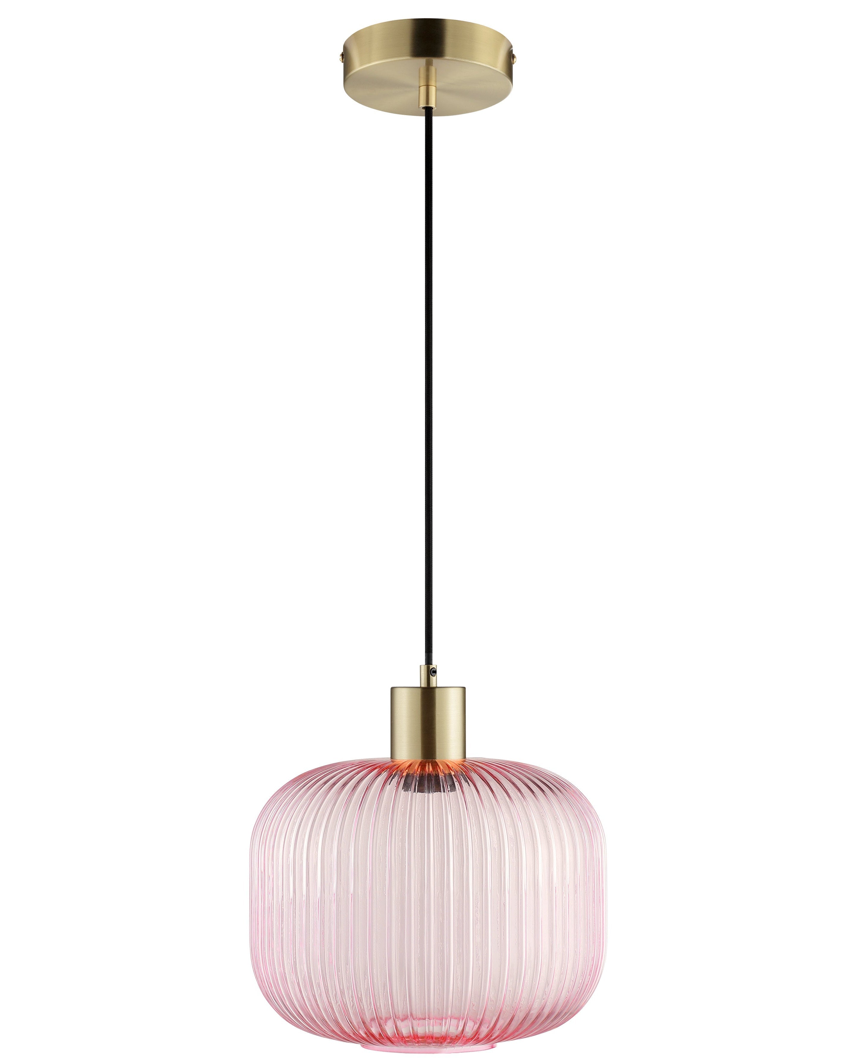 Lámpara colgante de vidrio rosa de diámetro amplio