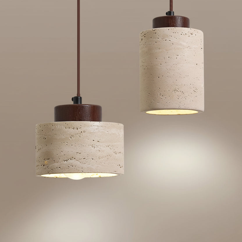 Lámpara Colgante de Travertino Natural Estilo Japandi