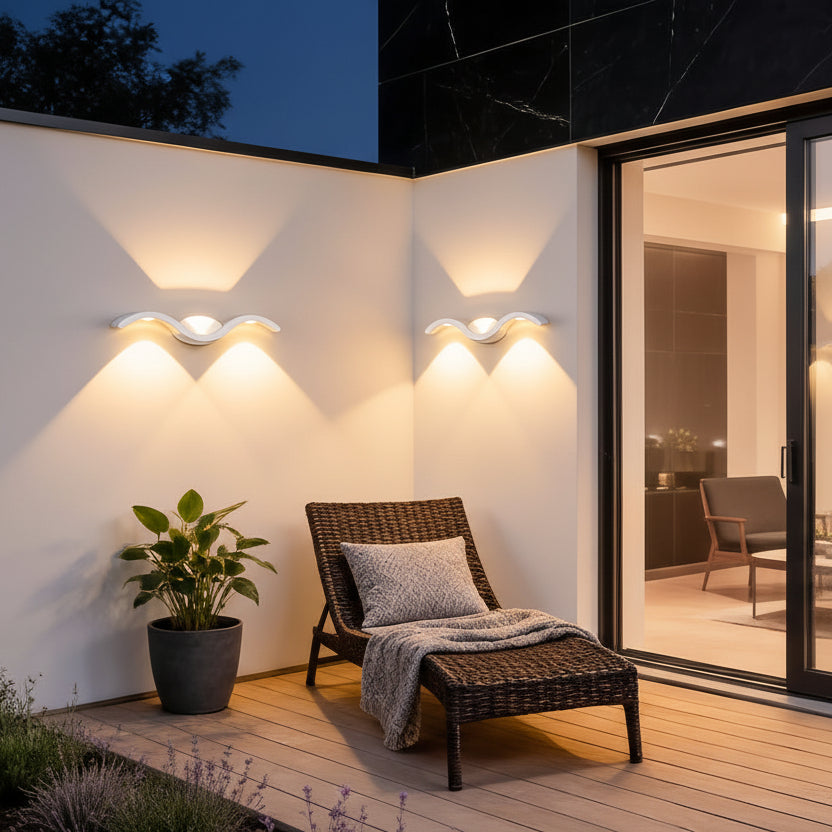 Aplique LED Exterior Up Down Diseño Ondas – Luz de Pared