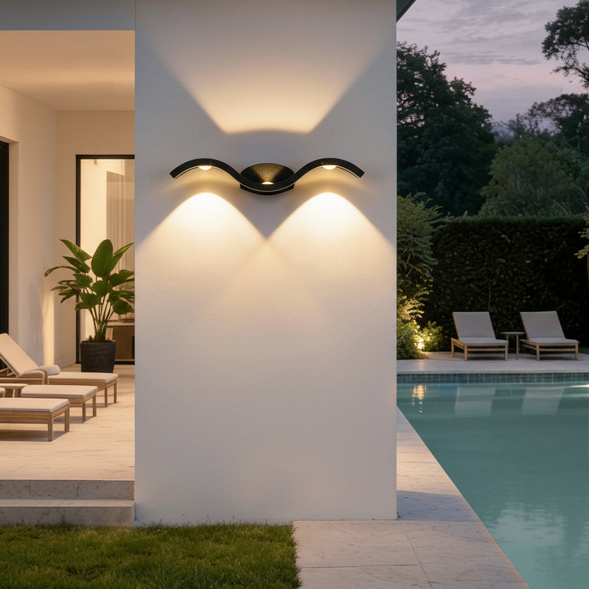 Aplique LED Exterior Up Down Diseño Ondas – Luz de Pared